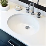 Sulu Undermount Ceramic Basin Sink, Glossy White 