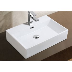 Xander Over the Counter Vessel Ceramic Basin Sink, Glossy White 