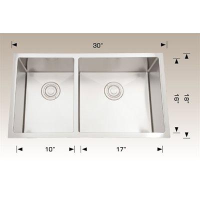 Double Kitchen sink ss 30x18x10