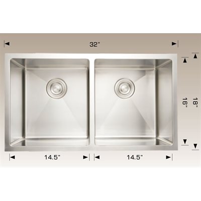 Double Kitchen sink ss 32x18x10
