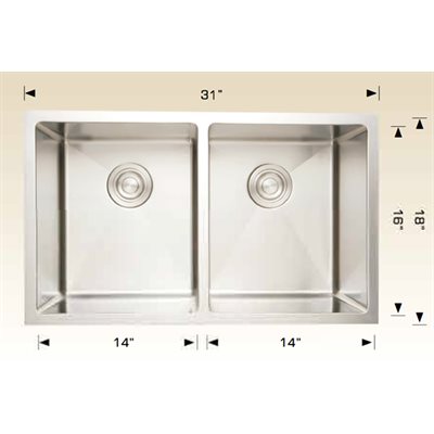 Double Kitchen sink ss 31x18x7.5