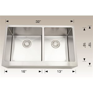 Double Kitchen sink ss 32x19x10