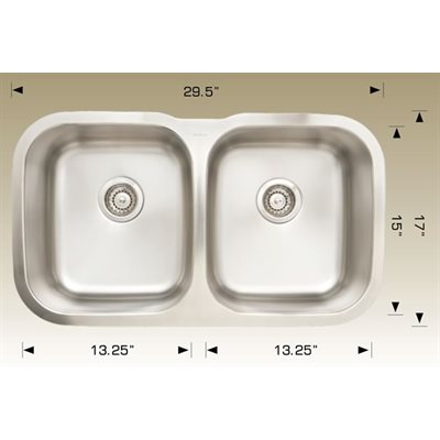Double Kitchen sink ss 29.5x17x8