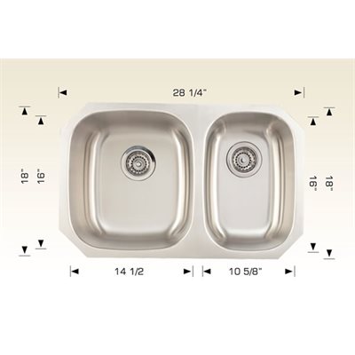 Double Kitchen sink ss 28 1 / 4x18x8