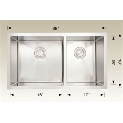 Double Kitchen sink ss 28x18x9
