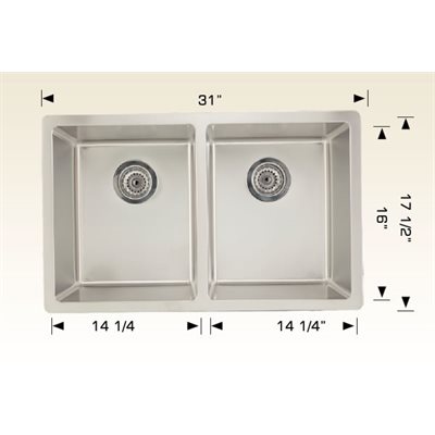 Double Kitchen sink ss 31x17 1 / 2x9