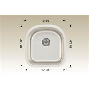 Single Kitchen sink ss 20 1 / 2x19 5 / 8x9