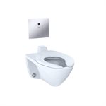 TOTO® Elongated Wall-Mounted Flushometer Toilet Bowl with Back Spud and CEFIONTECT, Cotton White - CT708UVG#01