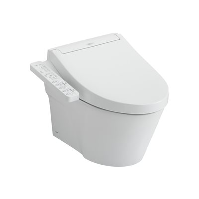 TOTO® WASHLET®+ AP Wall-Hung Elongated Toilet and WASHLET C2 and DuoFit® In-Wall 0.9 and 1.28 GPF Dual-Flush Tank System, Matte Silver - CWT4263074CMFG#MS