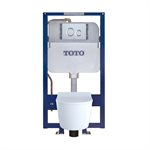 Toilette suspendue en forme de D TOTO® RP et système de réservoir à double chasse encastré DuoFit® 1,28 et 0,9 GPF avec alimentation en cuivre, argent mat - CWT447247CMFG#MS