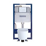 Toilette suspendue en forme de D TOTO® RP et système de réservoir à double chasse encastré DuoFit® 1,28 et 0,9 GPF avec alimentation en cuivre, blanc mat - CWT447247CMFG#WH