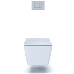 Toilette de forme carrée suspendue TOTO® SP et système de réservoir à double chasse encastré DuoFit® 1,28 et 0,9 GPF avec alimentation en cuivre- CWT449249CMFG#MS