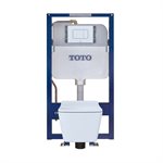 Toilette de forme carrée suspendue au mur TOTO® SP et système de réservoir à double chasse encastré DuoFit® 1,28 et 0,9 GPF avec alimentation en cuivre - CWT449249CMFG#WH