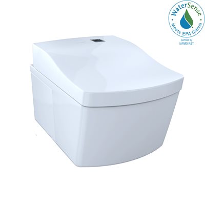TOTO® NEOREST® EW™ Toilette suspendue à double chasse 1,28 ou 0,9 GPF avec siège de bidet intégré et eWater+®, coton blanc - CWT994CEMFG#01