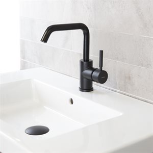 Deck-mount single-hole faucet with a squared-gooseneck swive