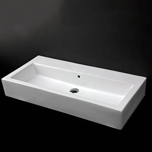 Wall-mount or above-counter porcelain Bathroom Sink with an