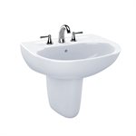 Lavabo de salle de bain mural ovale TOTO® Supreme® avec CEFIONTECT et trous pour robinets centraux de 4 pouces, coton blanc - LHT241.4G#01