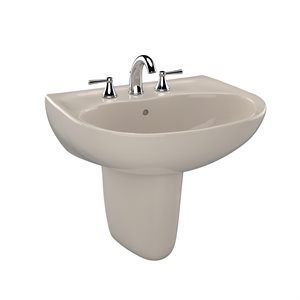 TOTO® Supreme® Oval Wall-Mount Bathroom Sink with CEFIONTECT and Shroud for 4 Inch Center Faucets, Bone - LHT241.4G#03