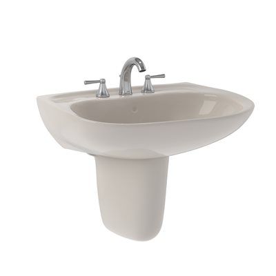 Lavabo de salle de bain mural ovale TOTO® Prominence® avec CEFIONTECT et trous pour robinets centraux de 4 po, beige Sedona - LHT242.4G#12