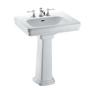TOTO® Promenade® 27-1 / 2" x 22-1 / 4" Rectangular Pedestal Bathroom Sink for 8 inch Center Faucets, Cotton White - LPT530.8N#01