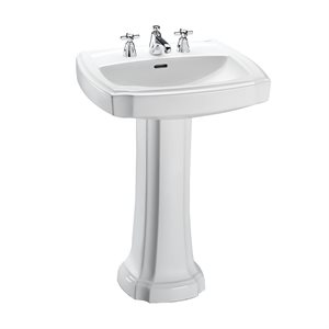TOTO® Guinevere® 24-3 / 8" x 19-7 / 8" Rectangular Pedestal Bathroom Sink for 8 Inch Center Faucets, Cotton White - LPT972.8#01