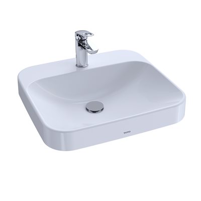 TOTO® Arvina™ Rectangular 20" Vessel Bathroom Sink with CEFIONTECT for Single Hole Faucets, Cotton White - LT415G#01