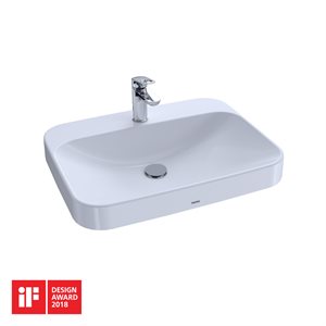 TOTO® Arvina™ Lavabo de salle de bain rectangulaire 23" avec CEFIONTECT pour robinets monotrou, coton blanc - LT416G#01