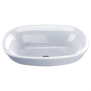 TOTO® Maris™ Oval Semi-Recessed Vessel Bathroom Sink with CEFIONTECT, Cotton White - LT480G#01
