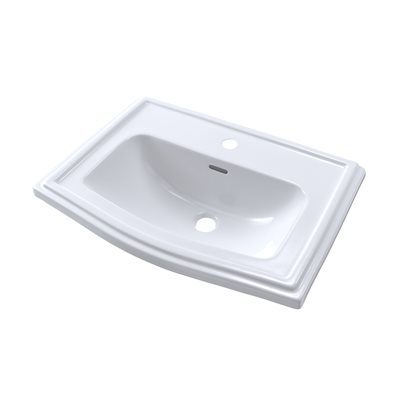 TOTO® Clayton® Rectangular Self-Rimming Drop-In Bathroom Sink for Single Hole Faucets, Cotton White - LT781#01