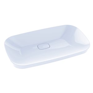 TOTO® Neorest® Kiwami® Rectangular Semi-Recessed Fireclay Vessel Bathroom Sink with CEFIONTECT, Cotton White - LT994G#01