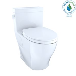 TOTO Legato WASHLET+ One-Piece Elongated 1.28 GPF Universal Height Skirted Toilet with CEFIONTECT, Cotton White - MS624124CEFG#01