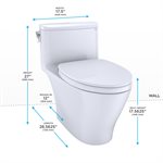 TOTO® Nexus® One-Piece Elongated 1.28 GPF Universal Height Toilet with SS124 SoftClose Seat, WASHLET+ Ready, Ebony - MS642124CEF#51