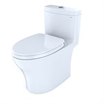 TOTO® Aquia® IV One-Piece Elongated Dual Flush 1.28 and 0.8 GPF Universal Height, WASHLET®+ Ready Toilet with CEFIONTECT®, Cotton White- MS646124CEMFG#01