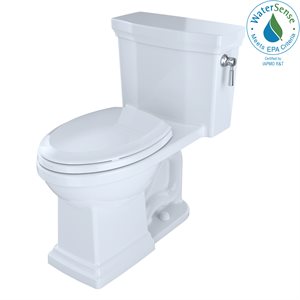 TOTO® Promenade® II One-Piece Elongated 1.28 GPF Universal Height Toilet with CEFIONTECT and Right-Hand Trip Lever, Cotton White - MS814224CEFRG#01