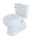 TOTO® Eco Soirée® Toilette monocoque allongée 1,28 GPF à hauteur universelle avec jupe CEFIONTECT, coton blanc - MS964214CEFG#01