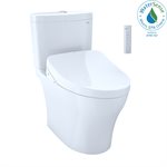TOTO® WASHLET®+ Aquia® IV Two-Piece Elongated Dual Flush 1.28 and 0.8 GPF Toilet with Auto Flush S550e Bidet Seat, Cotton White - MW4463056CEMFGA#01