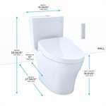 TOTO WASHLET®+ Aquia IV Two-Piece Elongated Dual Flush 1.28 and 0.8 GPF Toilet and with Auto Flush S550e Bidet Seat, Cotton White - MW4463056CEMGA#01
