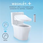 TOTO WASHLET®+ Aimes® Toilette monocoque allongée 1,28 GPF avec siège de bidet S500e à chasse automatique, coton blanc - MW6263046CEFGA#01