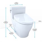 TOTO WASHLET+® Aimes Toilette allongée monocoque 1,28 GPF et siège de bidet contemporain WASHLET S500e, coton blanc - MW6263046CEFG #01