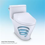 TOTO® WASHLET®+ Nexus® One-Piece Elongated 1.28 GPF Toilet with Auto Flush S550e Contemporary Bidet Seat, Cotton White - MW6423056CEFGA#01