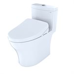 TOTO® WASHLET®+ Aquia® IV One-Piece Elongated Dual Flush 1.28 and 0.8 GPF Toilet with Auto Flush S550e Bidet Seat, Cotton White - MW6463056CEMFGA#01