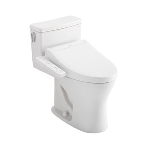 TOTO® UltraMax® 1G®WASHLET®+ One-Piece Elongated Dual Flush 1.0 and 0.8 GPF Toilet with C2 Bidet Seat, Cotton White - MW8563074CUMG#01