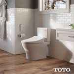 Siège de toilette bidet électronique TOTO® WASHLET® K300 avec chauffe-eau instantané, nettoyage à la baguette PREMIST et EWATER+, allongé, coton blanc - SW3036R#01