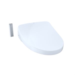 TOTO® S500e WASHLET®+ and Auto Flush Ready Electronic Bidet Toilet Seat with EWATER+® Bowl and Wand Cleaning and Contemporary Lid, Elongated, Cotton White - SW3046AT40#01