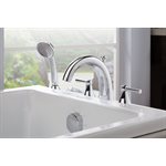 TOTO® Silas™ Two-Handle Deck-Mount Roman Tub Filler Trim with Handshower, Polished Chrome - TB210S#CP