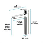TOTO® GS Series 1.2 GPM Single Handle Bathroom Faucet for Semi-Vessel Sink with COMFORT GLIDE Technology and Drain Assembly, Brushed Nickel - TLG03303U#BN