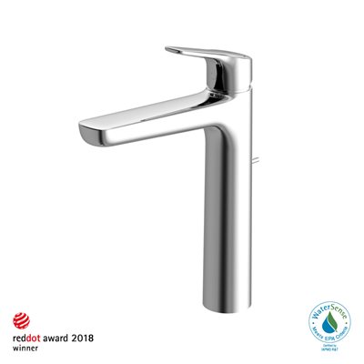 TOTO® GS Series 1.2 GPM Single Handle Bathroom Faucet for Vessel Sink with COMFORT GLIDE Technology and Drain Assembly, Polished Chrome - TLG03305U#CP