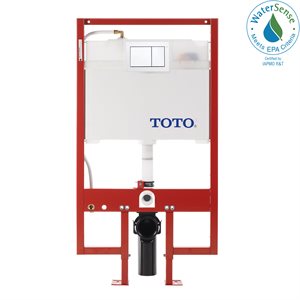 Système de réservoir TOTO® DuoFit® In-Wall Dual Flush 0,9 et 1,6 GPF Ligne d'alimentation PEX et plaque de poussée rectangulaire blanche - WT151800M#WH
